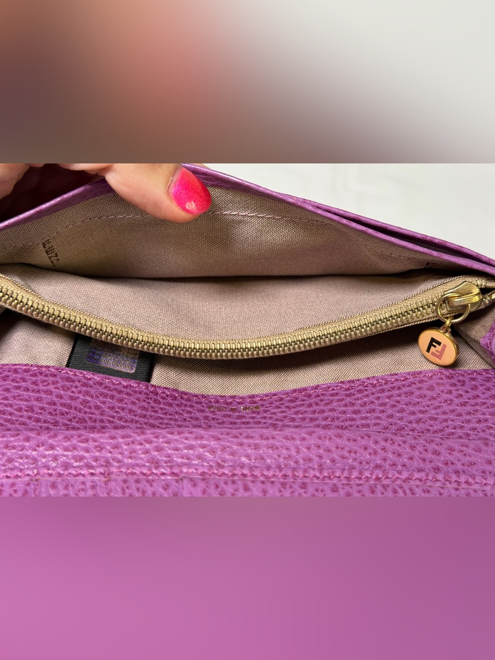 Fendi purple pebbled leather wallet - Picture 13 of 16